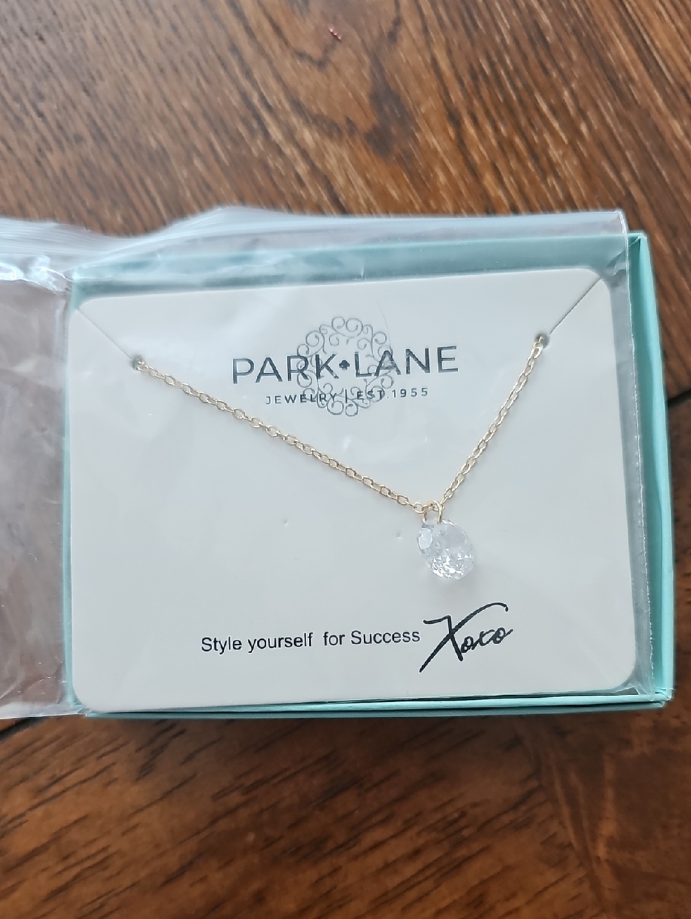 Park Lane Gold Halo Necklace - Clear Stone
